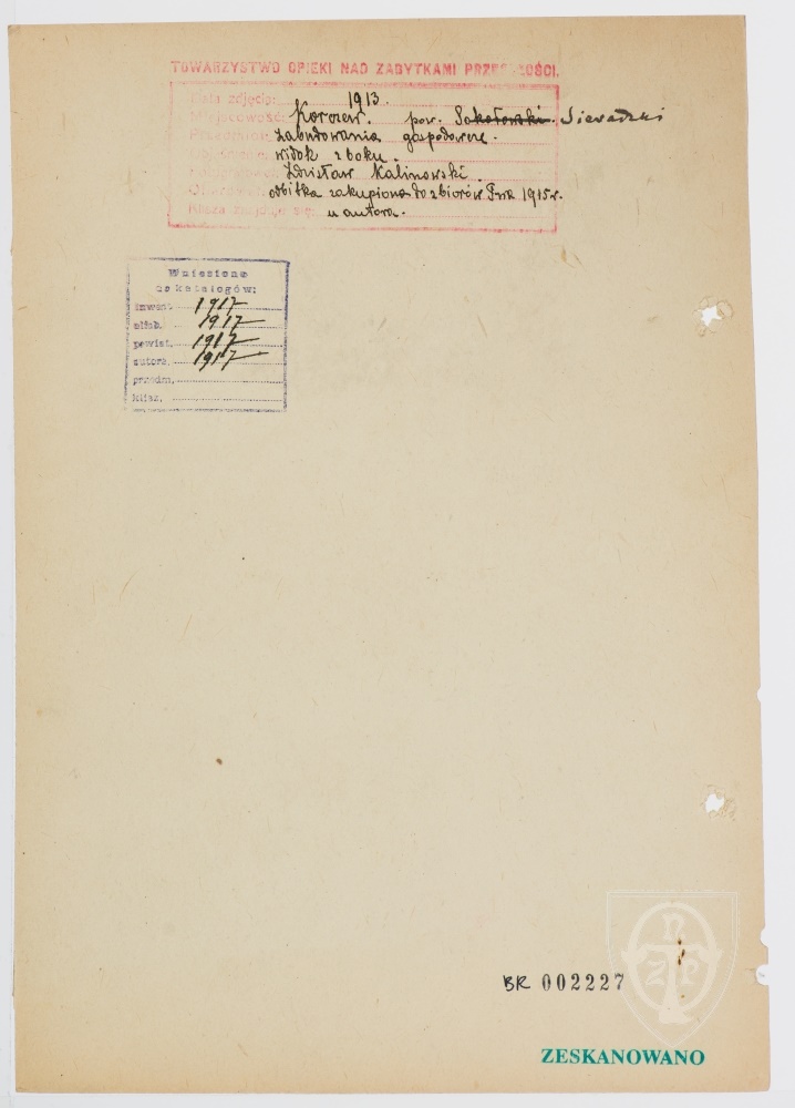 Karton verso: Korczów