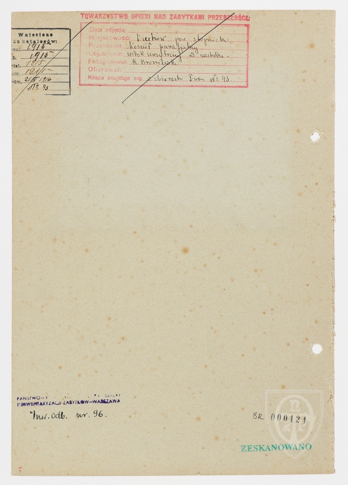 Karton verso: Biechów