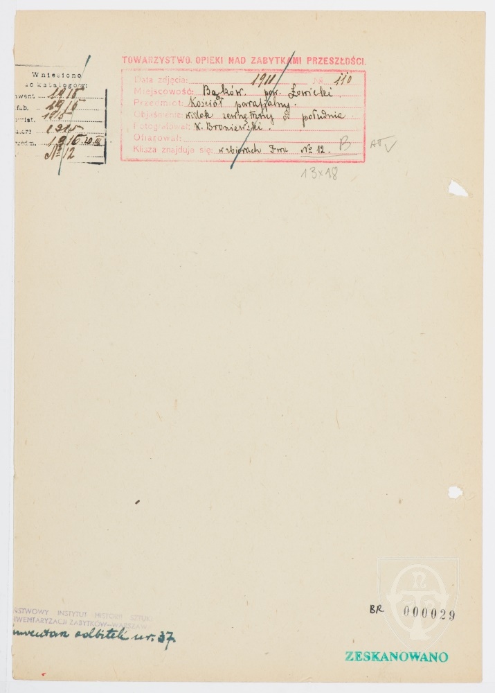 Karton verso: Bąków