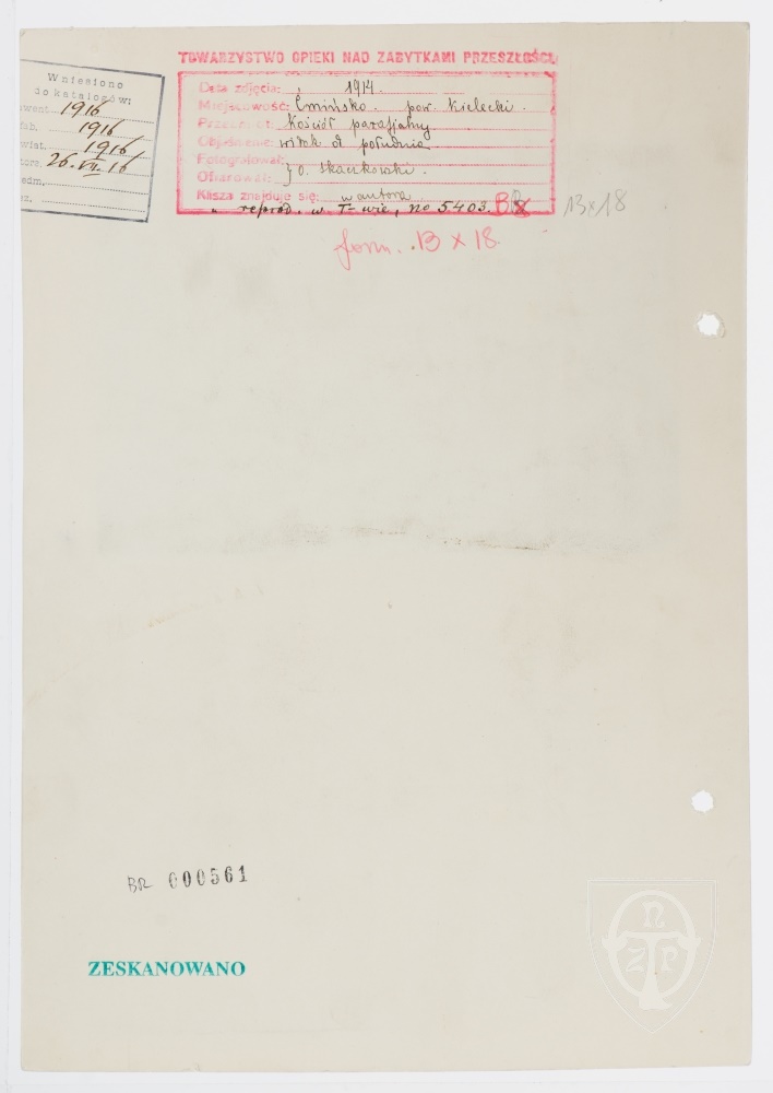 Karton verso: Ćmińsko