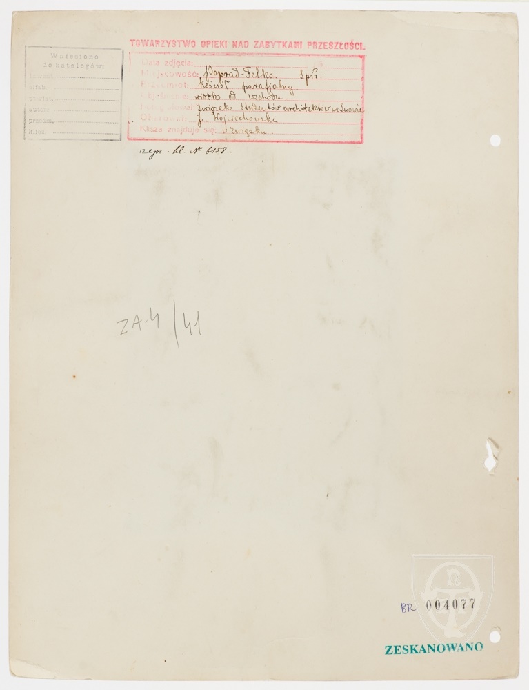 Karton verso: Poprad Felka