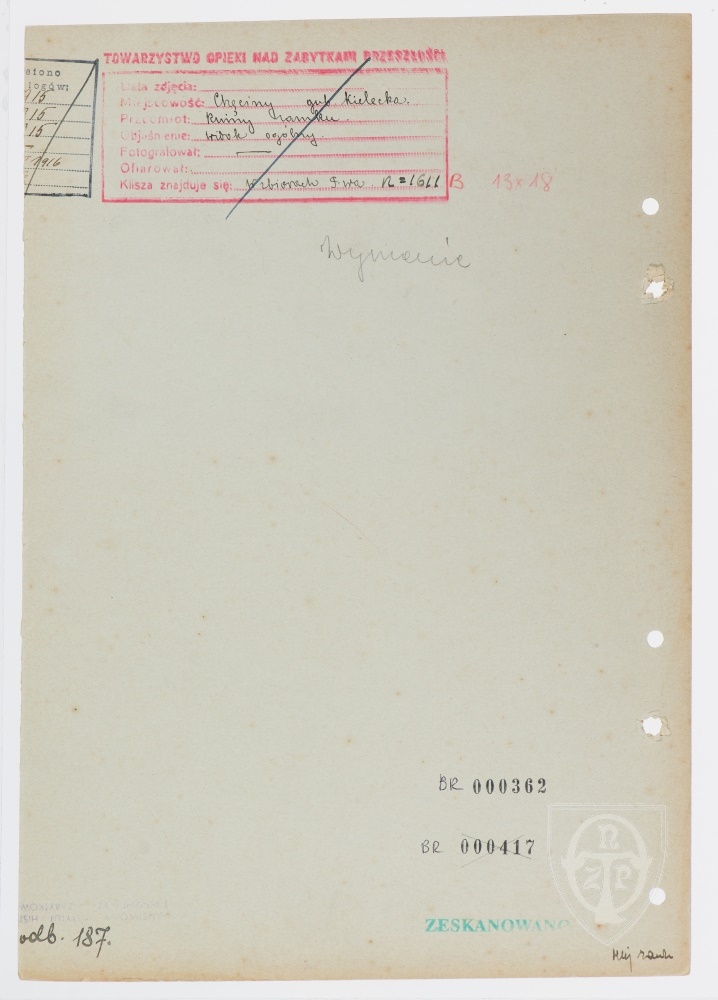 Karton verso: Chęciny