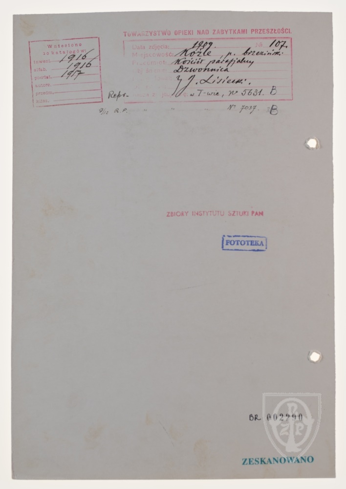 Karton verso: Koźle