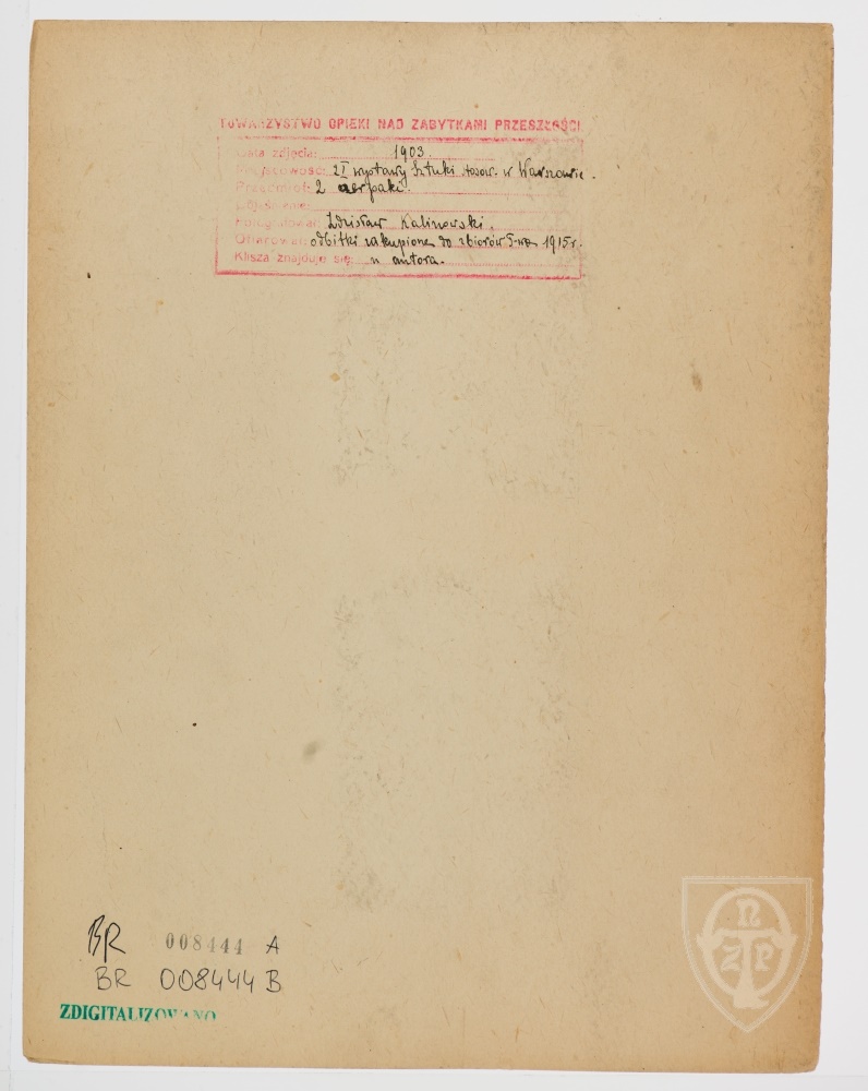 Karton verso: Warszawa