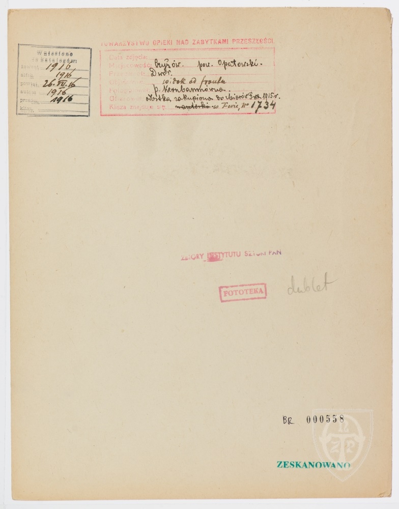 Karton verso: Czyżów