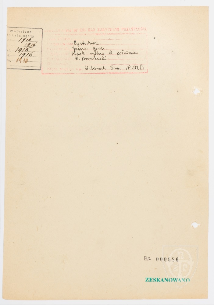 Karton verso: Częstochowa