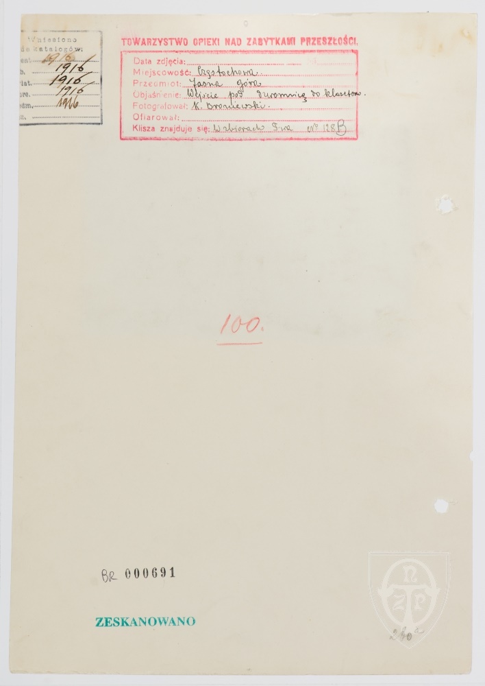 Karton verso: Częstochowa