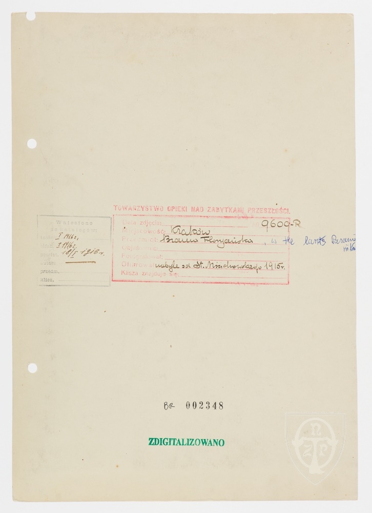 Karton verso: Kraków