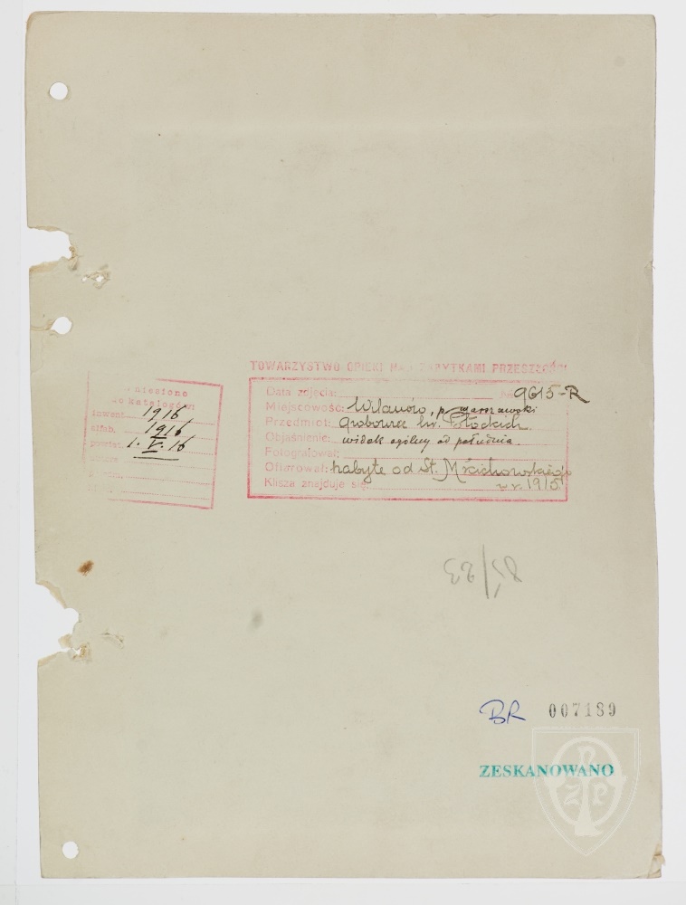 Karton verso: Wilanów