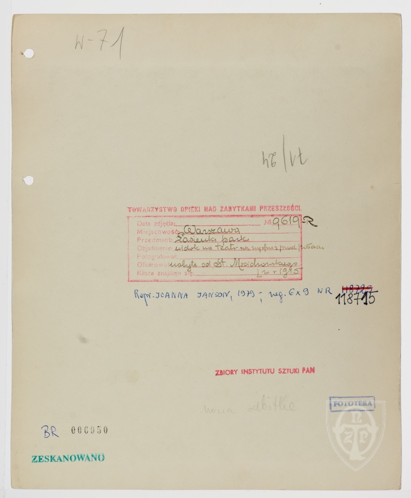 Karton verso: Warszawa