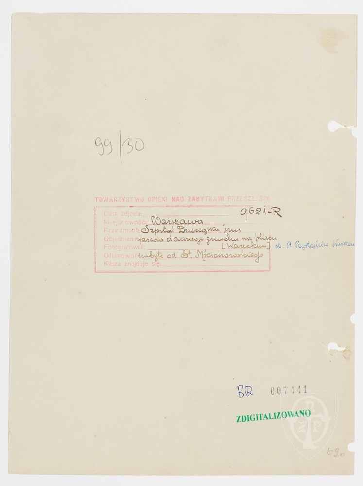 Karton verso: Warszawa