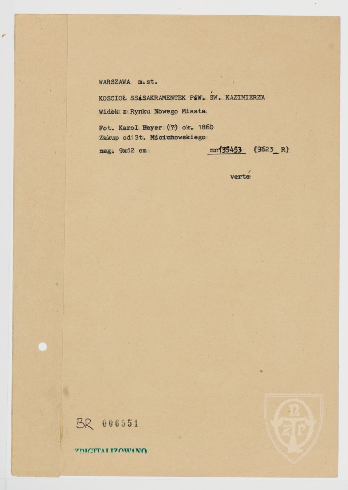 Karton verso: Warszawa