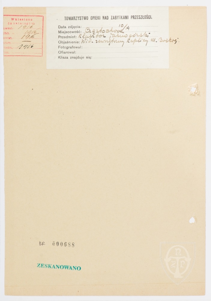 Karton verso: Częstochowa