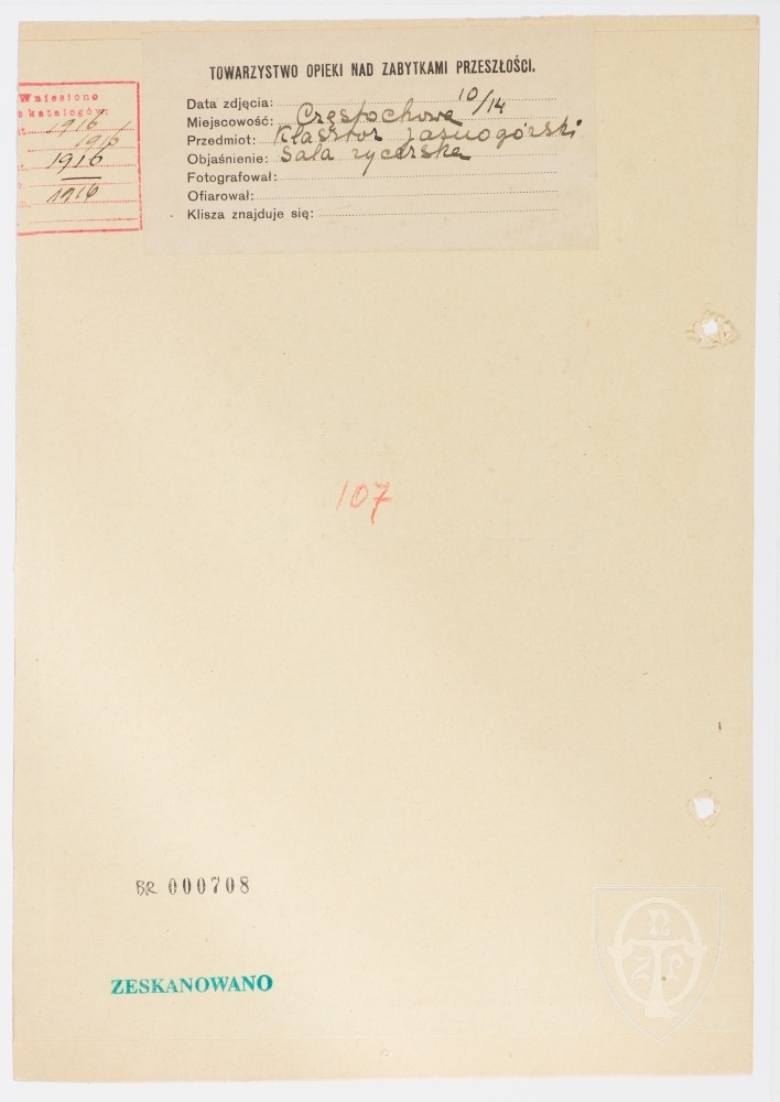 Karton verso: Częstochowa