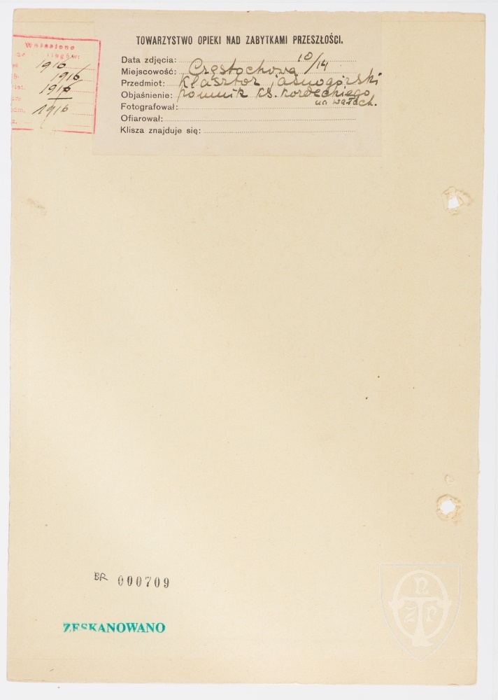 Karton verso: Częstochowa