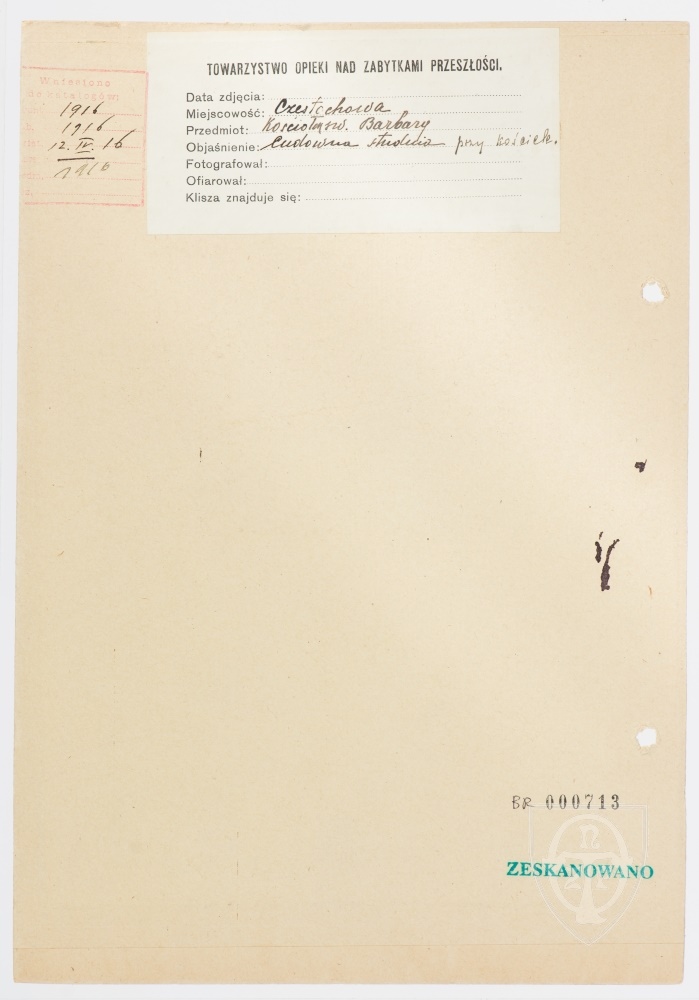 Karton verso: Częstochowa