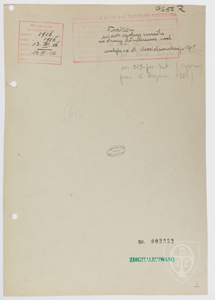 Karton verso: Kraków